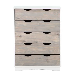 Stanford Chest of Drawers - 5 Drawers - White and Grey - Front
