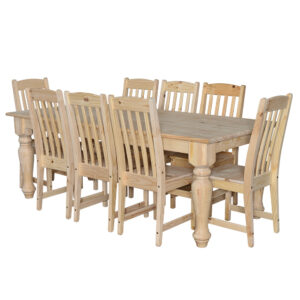 9 Piece 2100x1030 Super Thick Leg table and chairs - Raw