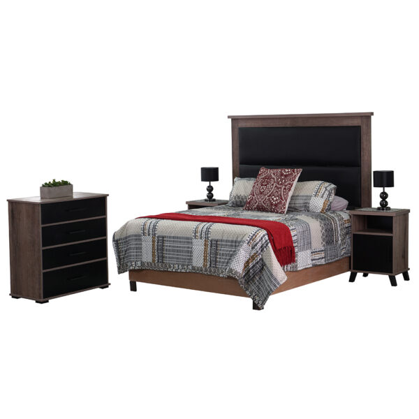 Queen Ebony Headboard and Pedestal Room setting