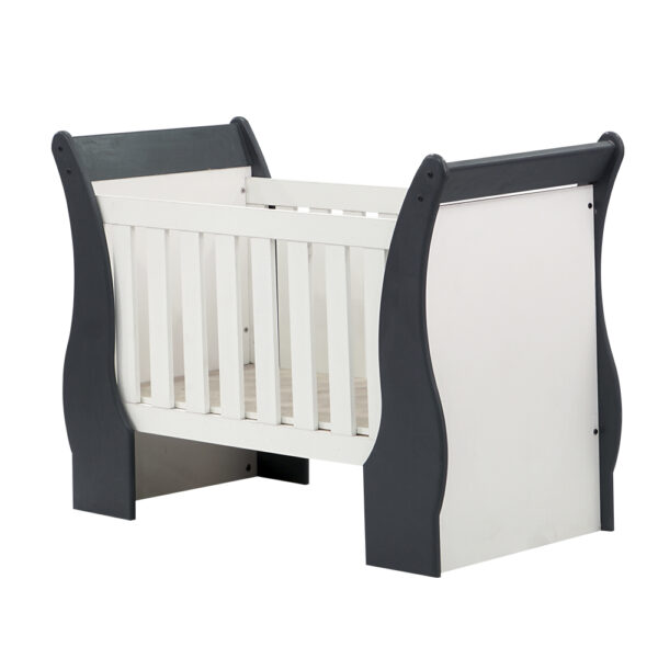 Sleigh Cot White and Dark Grey